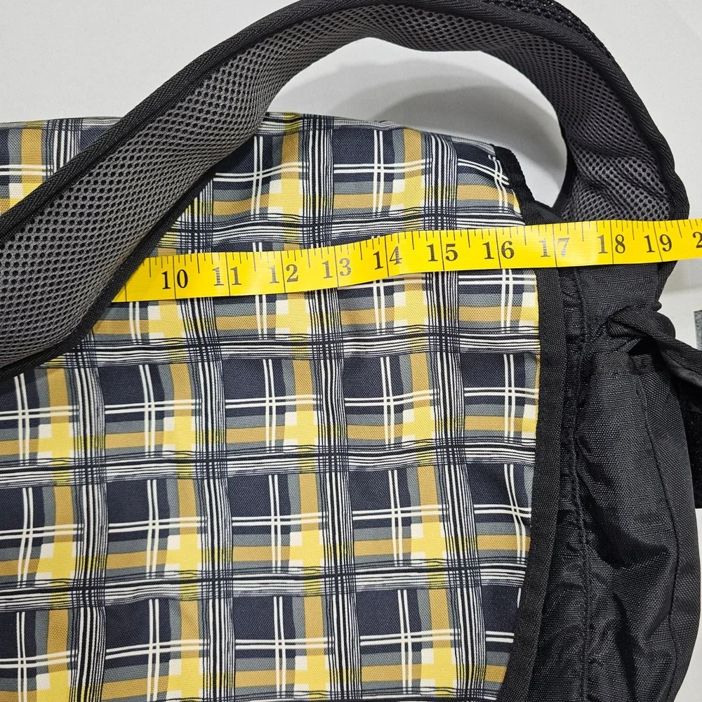 LL Bean Messenger Bag Large Yellow Plaid Crossbody Laptop Satchel Utility
